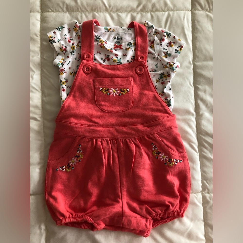 Carter's Pink Kids Overalls with Floral Embroidery